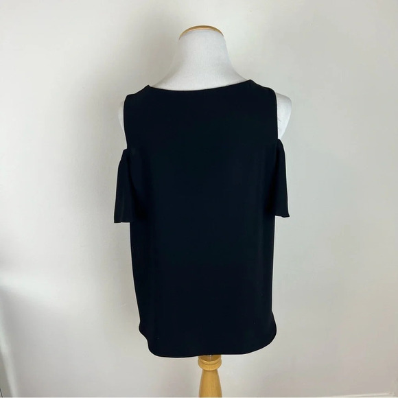 AMANDA UPRICHARD  black sleeveless cold shoulder classic top size medium B6 - Picture 5 of 7